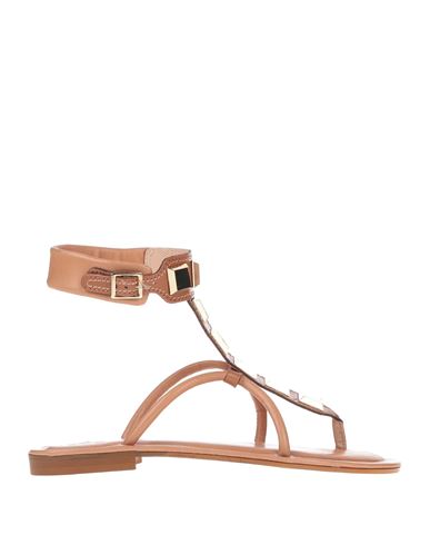Cécile Woman Thong Sandal Light Brown Size 8 Soft Leather In Beige