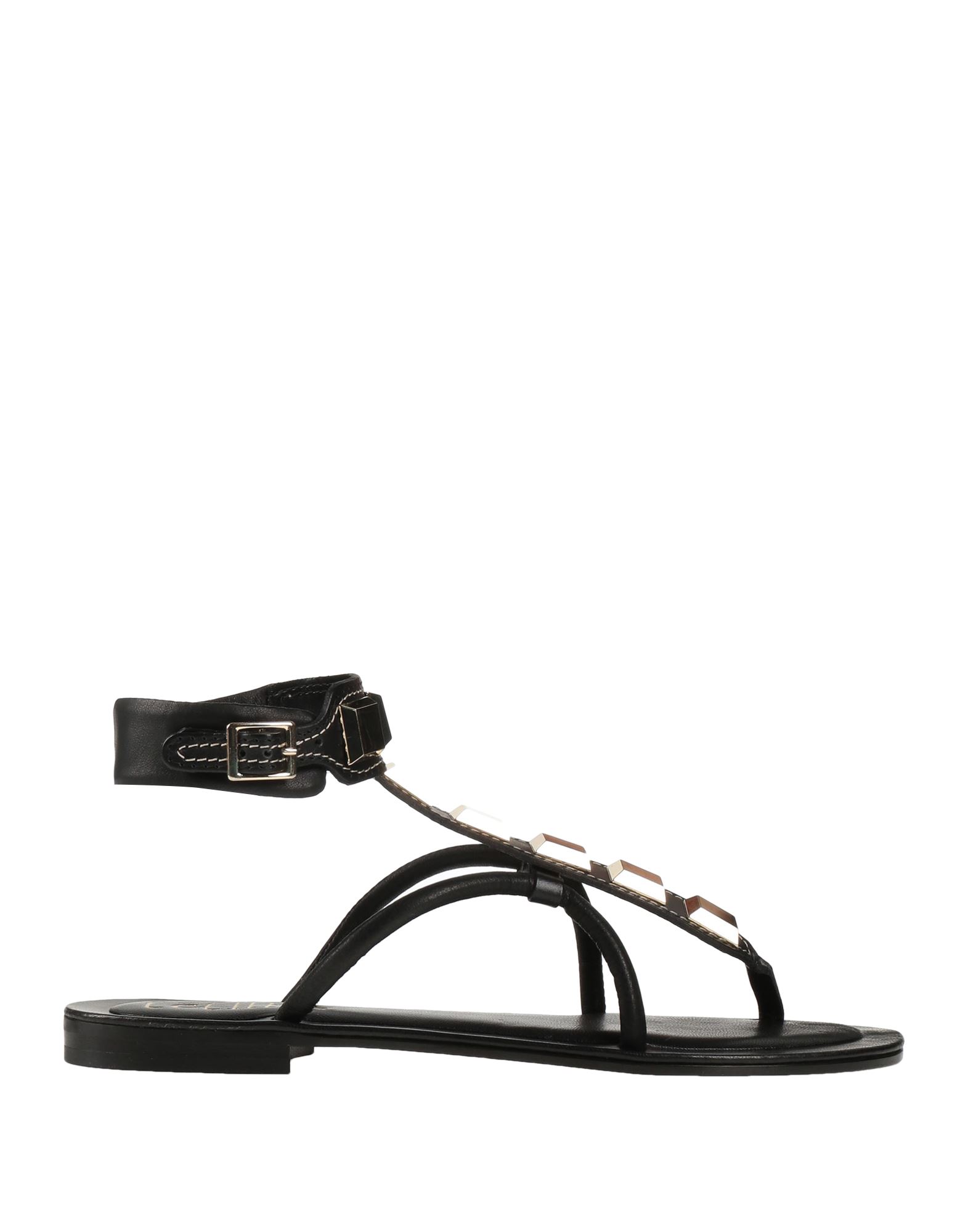 Shop Cécile Woman Thong Sandal Black Size 8 Soft Leather