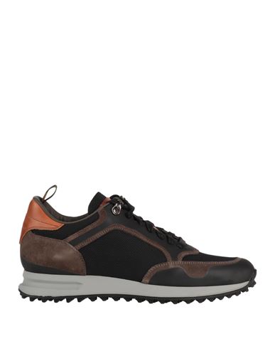 DUNHILL DUNHILL MAN SNEAKERS BROWN SIZE 14 SOFT LEATHER, TEXTILE FIBERS 