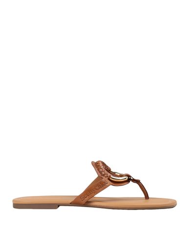 See By Chloé Woman Thong Sandal Tan Size 7 Calfskin In Brown