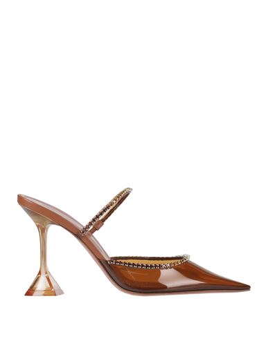 Amina Muaddi Woman Mules & Clogs Brown Size 7.5 Pvc - Polyvinyl Chloride In Brown