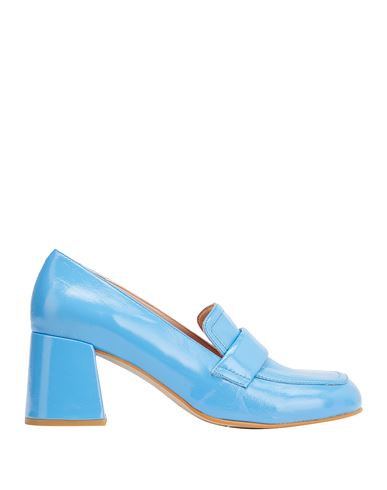 8 By Yoox Patent Leather Heeled Loafer Woman Loafers Azure Size 11 Calfskin In Blue