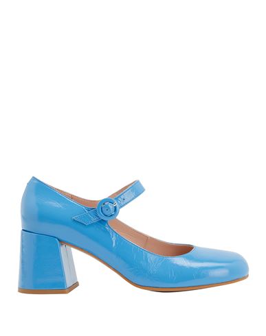 8 By Yoox Patent Leather Mary Jane Pumps Woman Pumps Azure Size 11 Calfskin In Blue