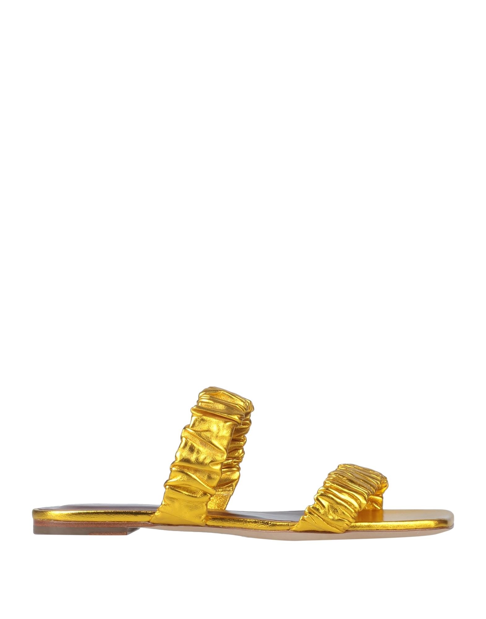 Shop Staud Maya Ruched Sandal Woman Sandals Gold Size 8 Goat Skin