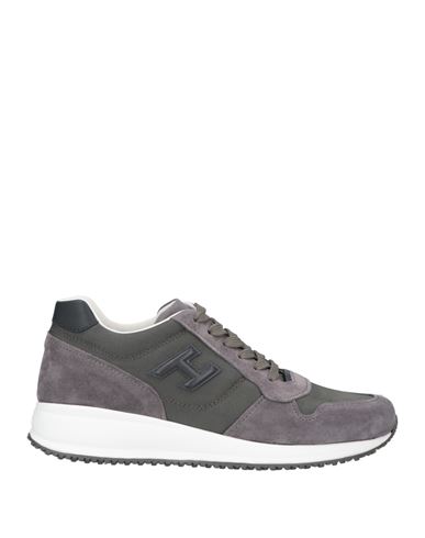 Hogan Man Sneakers Lead Size 11.5 Leather, Textile Fibers In Grey