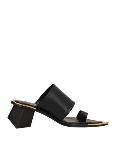 Jil Sander Woman Toe Strap Sandals Black Size 8 Calfskin