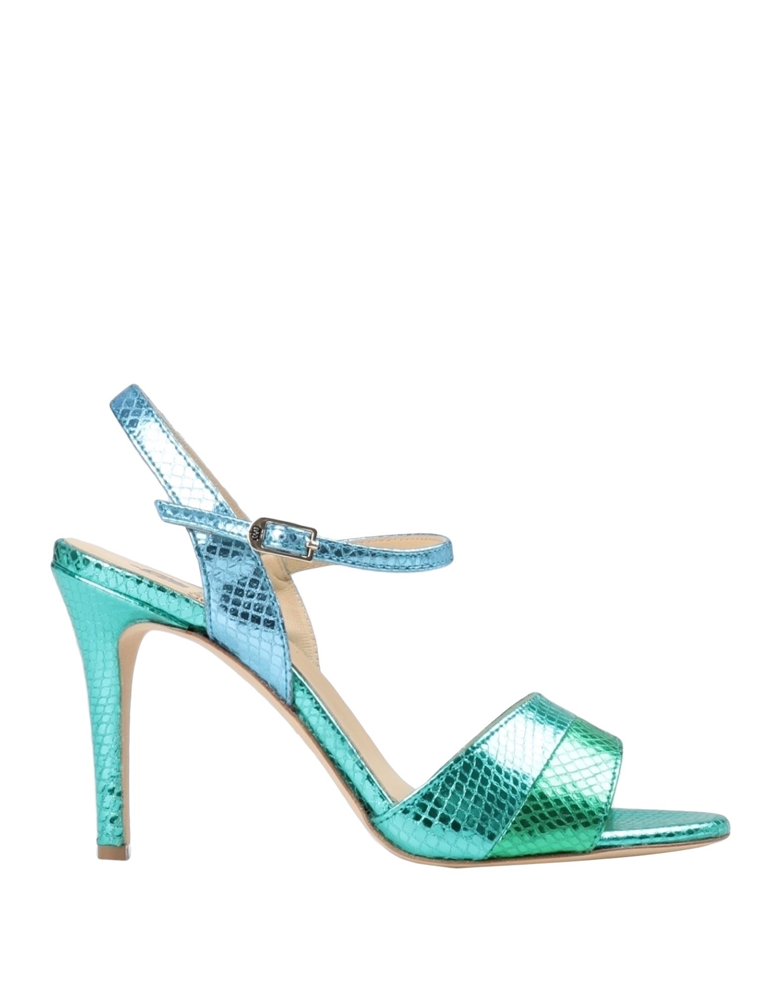 L'arianna Woman Sandals Turquoise Size 9 Soft Leather In Blue