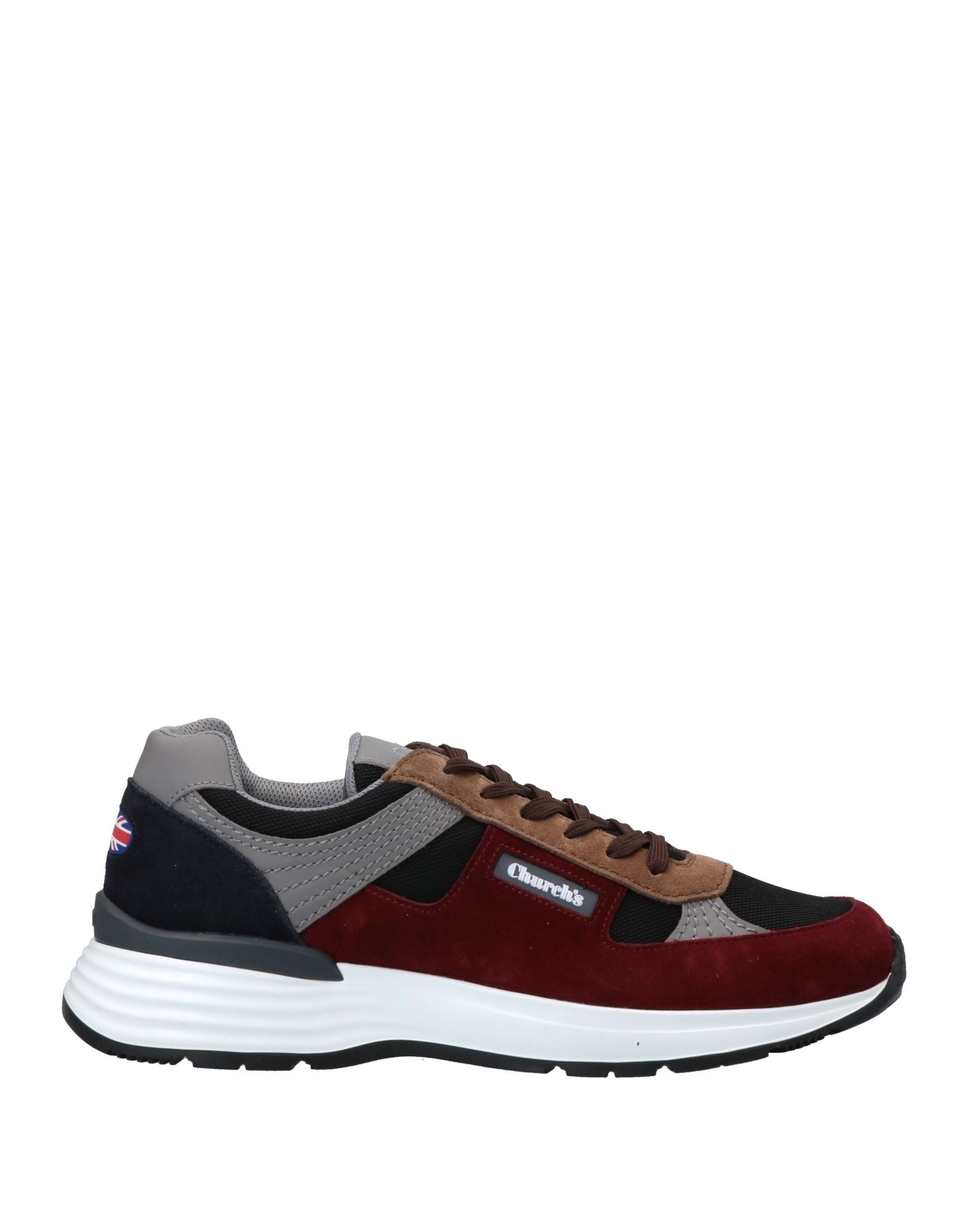 Church's Man Sneakers Burgundy Size 6 Soft Leather, Textile Fibers In Red