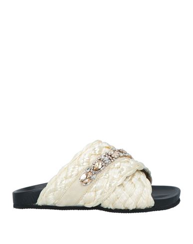 De Siena Woman Sandals Cream Size 6 Natural Raffia In White