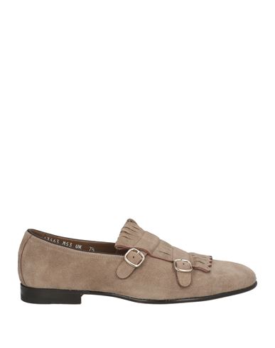 Santoni Man Loafers Khaki Size 9 Soft Leather In Beige