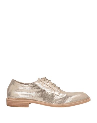 Del Carlo Woman Lace-up Shoes Gold Size 5 Soft Leather In Metallic