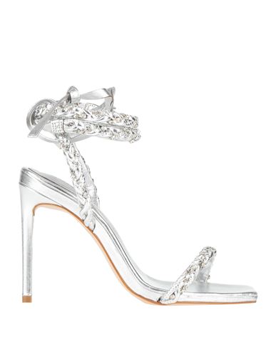 Schutz Woman Sandals Silver Size 5 Leather, Textile Fibers