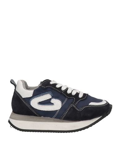 Alberto Guardiani Babies'  Toddler Boy Sneakers Navy Blue Size 10c Soft Leather, Textile Fibers