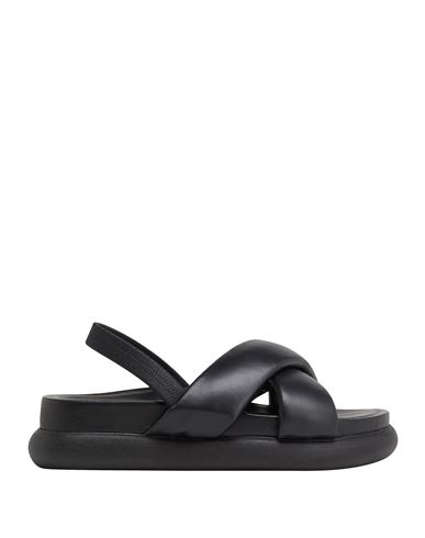 8 By Yoox Adventure Leather Cross Sandal Woman Sandals Black Size 5 Ovine Leather