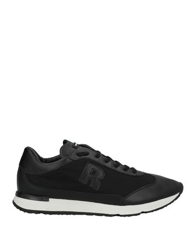 Rucoline Man Sneakers Black Size 8 Soft Leather, Textile Fibers