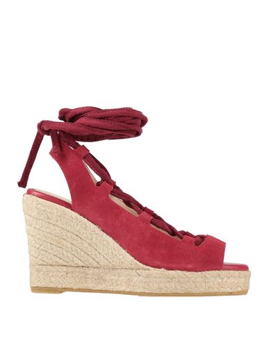 Twinset Woman Espadrilles Burgundy Size 7 Leather In Red