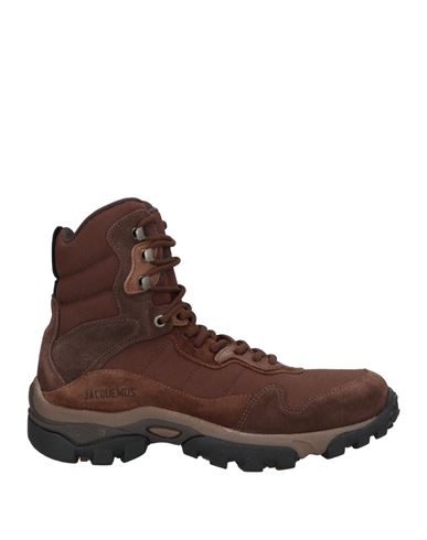 Jacquemus Man Ankle Boots Brown Size 8 Textile Fibers, Soft Leather
