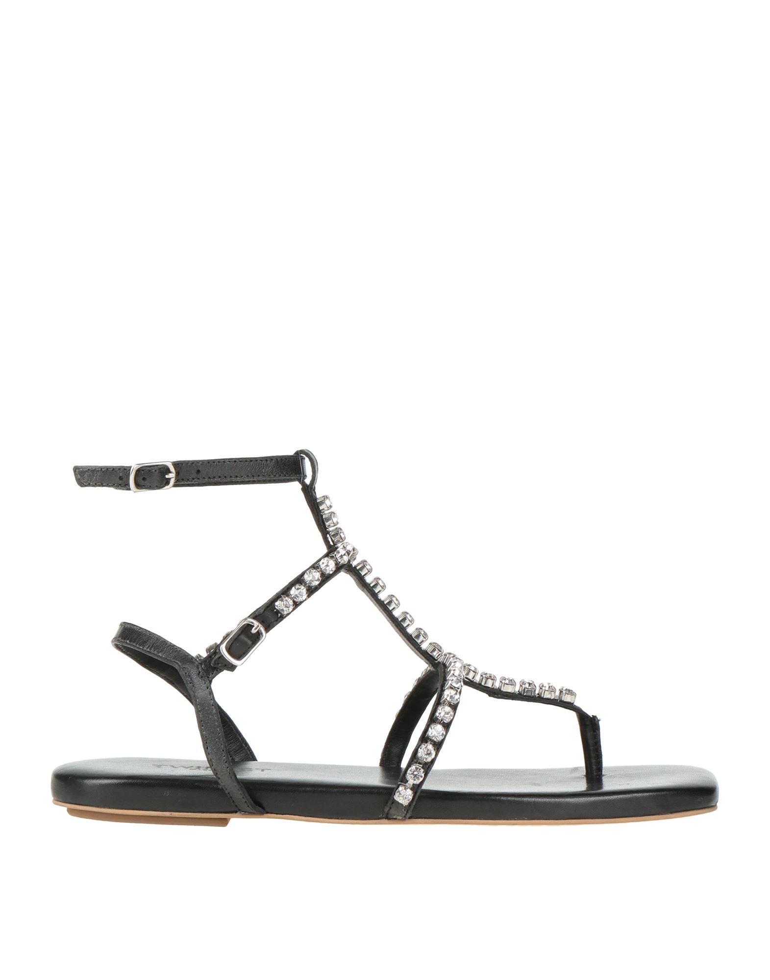 Twinset Toe Strap Sandals In Black