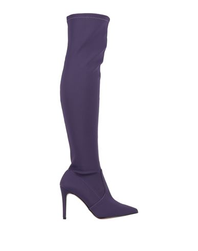 Divine Follie Woman Knee Boots Purple Size 11 Textile Fibers