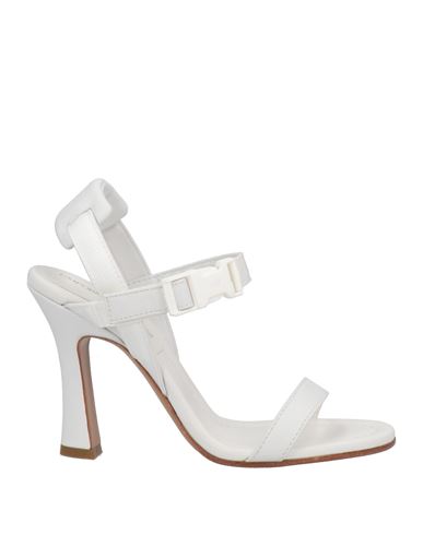 Emporio Armani Woman Sandals White Size 9.5 Leather, Textile Fibers