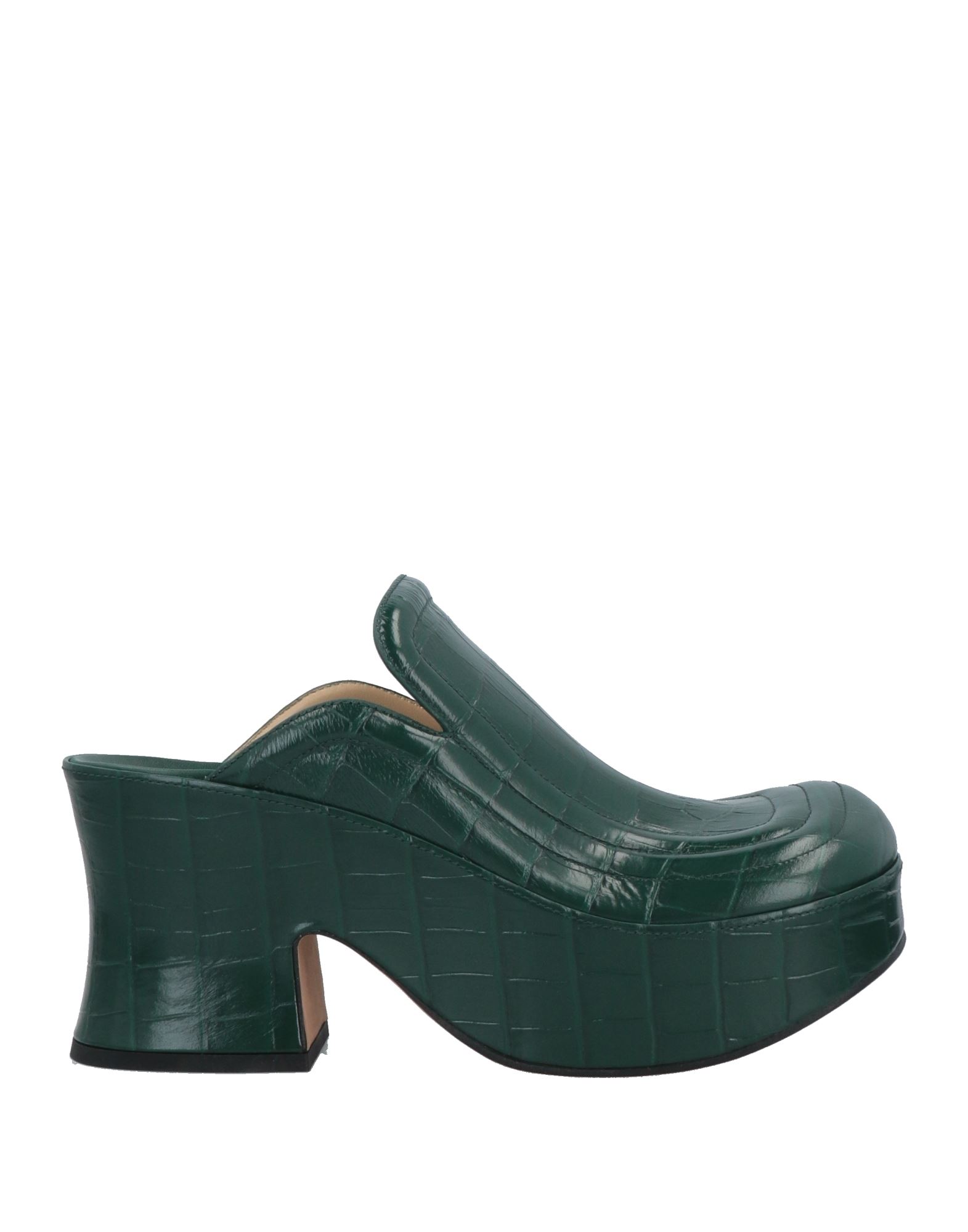 Bottega Veneta Woman Mules & Clogs Dark Green Size 8.5 Soft Leather