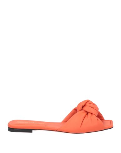 Santoni Woman Sandals Orange Size 11 Soft Leather
