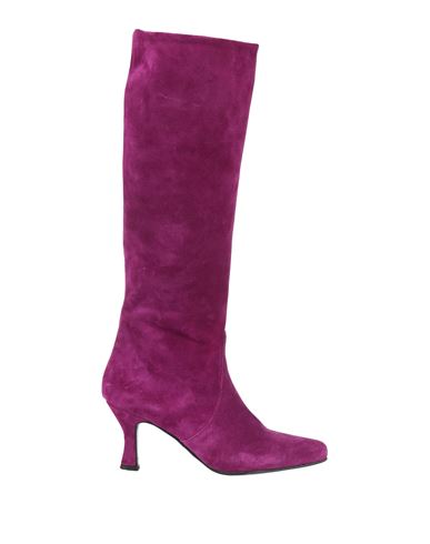 Divine Follie Woman Knee Boots Deep Purple Size 11 Soft Leather