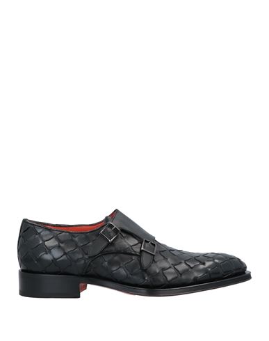 Santoni Man Loafers Black Size 8.5 Soft Leather