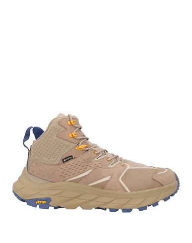 Shop Hoka One One Man Sneakers Sand Size 8.5 Soft Leather, Textile Fibers In Beige