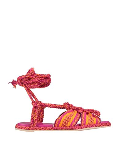Antolina Paris Woman Sandals Fuchsia Size 9 Textile Fibers In Pink