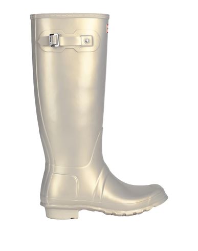Hunter Woman Knee Boots Platinum Size 6 Rubber In Grey