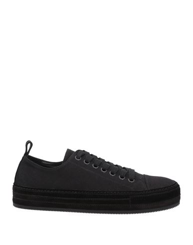 Ann Demeulemeester Man Sneakers Midnight Blue Size 11 Textile Fibers, Soft Leather In Black