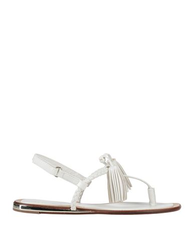 Marc Cain Woman Toe Strap Sandals White Size 7 Soft Leather