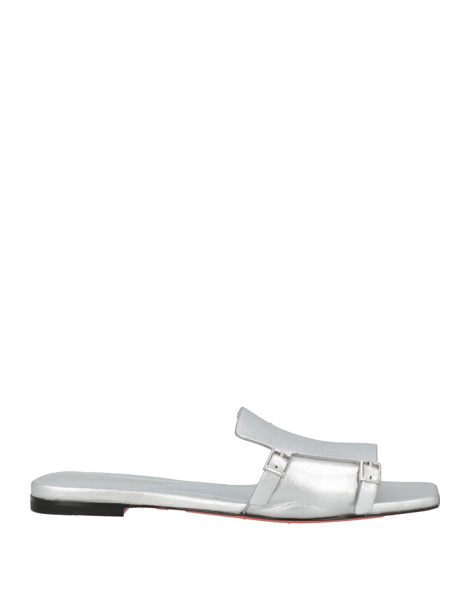 Shop Santoni Woman Sandals Silver Size 6.5 Leather