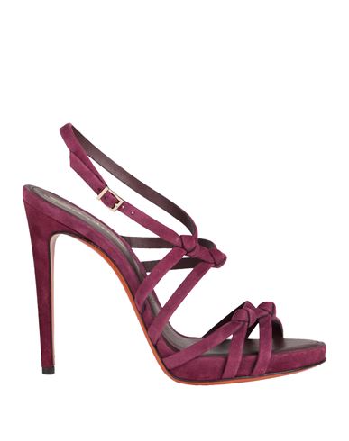 Santoni Woman Sandals Purple Size 8 Leather In Brown