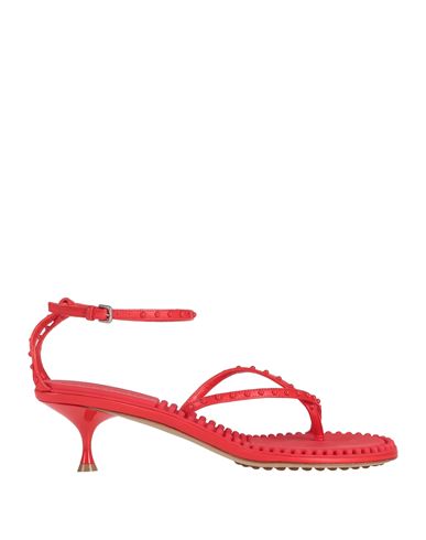 Bottega Veneta Woman Toe Strap Sandals Tomato Red Size 4 Soft Leather