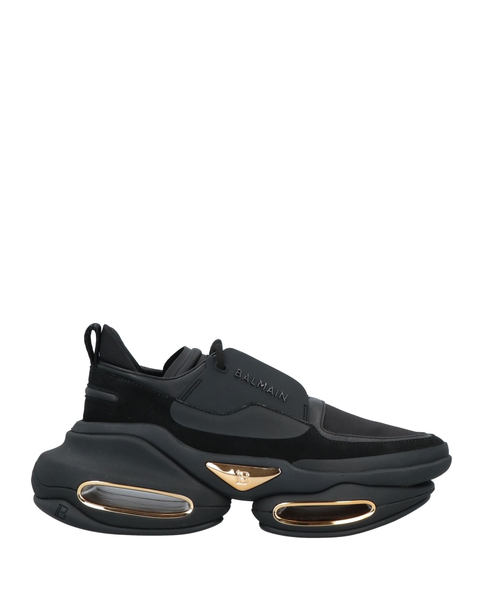 Balmain B-bold Leather Sneakers In Black