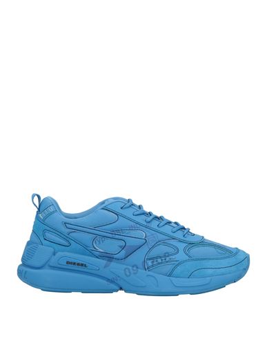 Diesel Man Sneakers Azure Size 8.5 Polyamide, Leather In Blue