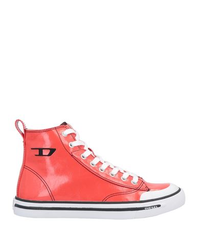 Diesel Woman Sneakers Tomato Red Size 6.5 Polyurethane, Polyamide