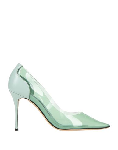 Sergio Rossi Woman Pumps Light Green Size 8 Leather, Plastic
