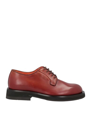 Santoni Man Lace-up Shoes Rust Size 11.5 Soft Leather In Red