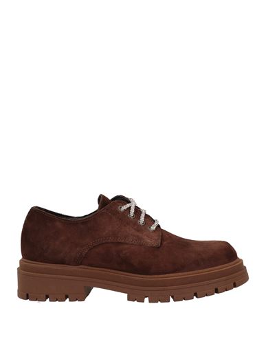 Divine Follie Woman Lace-up Shoes Dark Brown Size 11 Soft Leather In Brown