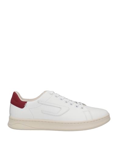 Diesel Man Sneakers White Size 12.5 Bovine Leather In Red