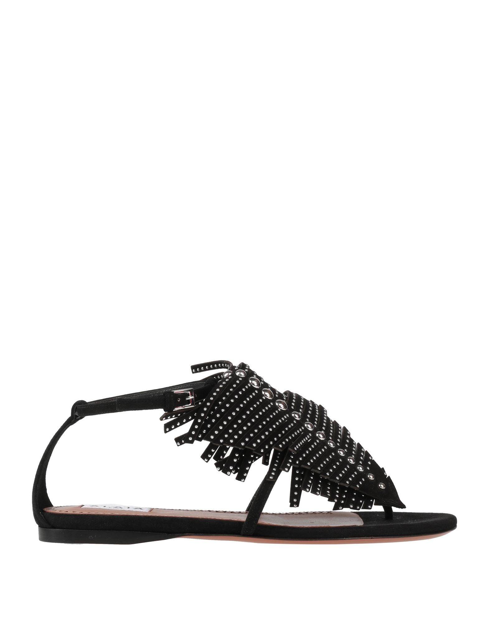 Alaïa Woman Thong Sandal Black Size 6 Leather