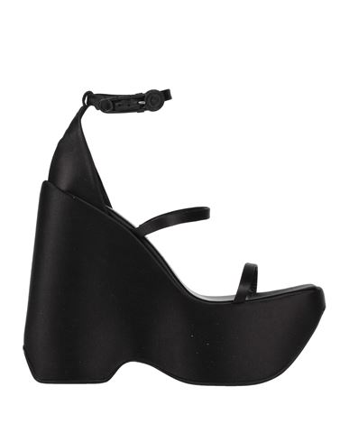 Versace Woman Sandals Black Size 8 Textile Fibers, Soft Leather