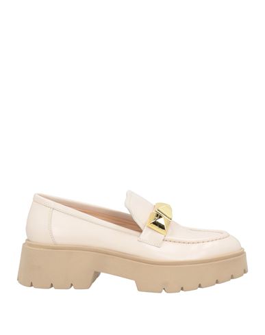 Janet & Janet Woman Loafers Beige Size 11 Leather In Neutral