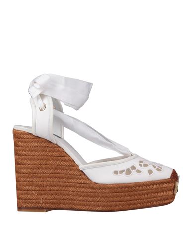 Dolce & Gabbana Woman Espadrilles White Size 5.5 Leather, Textile Fibers In Multi