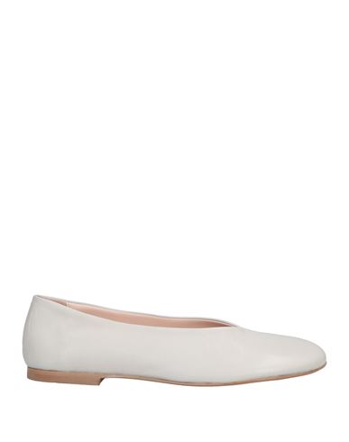 1725.a Woman Ballet Flats Off White Size 6 Soft Leather