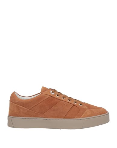 Santoni Man Sneakers Tan Size 12 Soft Leather In Brown