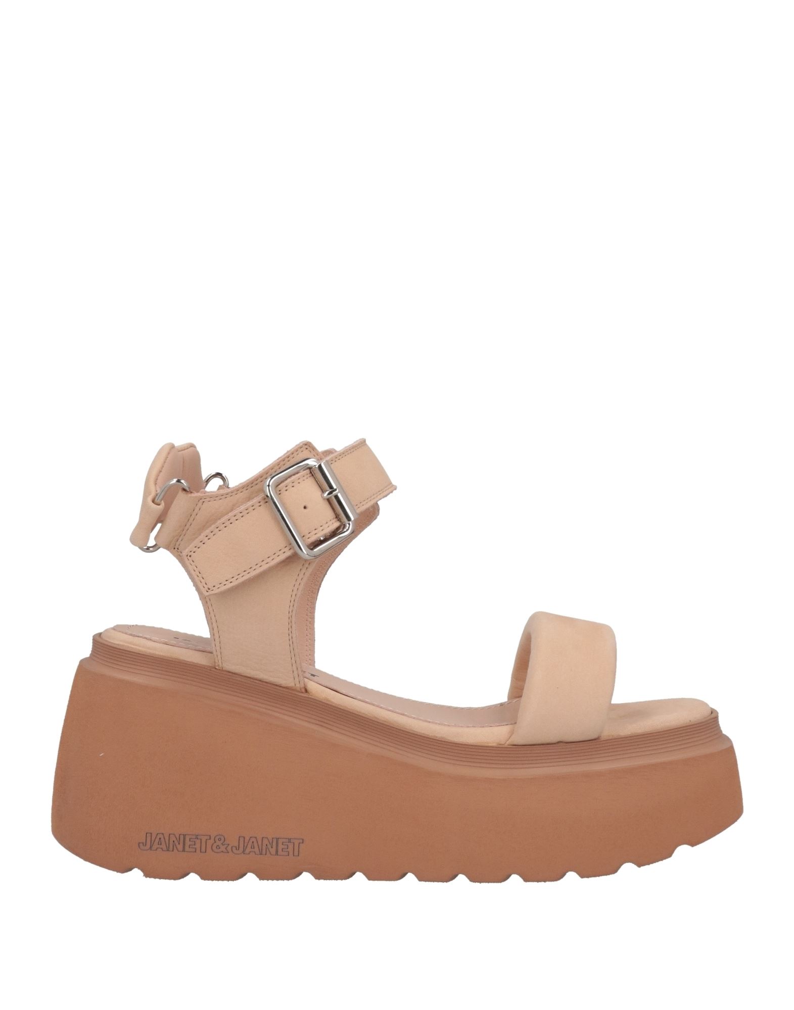 Janet & Janet Woman Sandals Beige Size 10 Leather